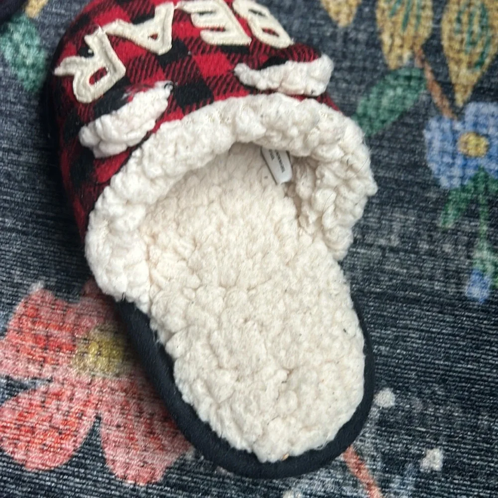 Dearfoams Lil Bear Little Kid Plaid Slippers, Size 9-10